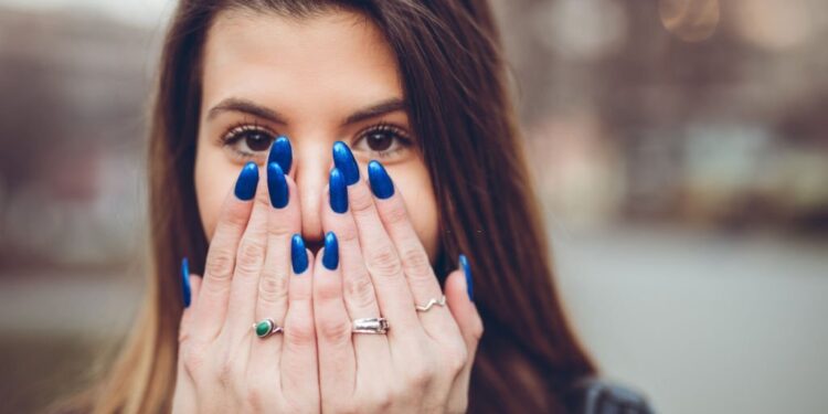 Coffin Royal Blue Nails